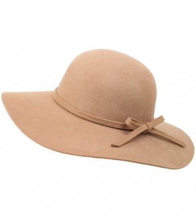 Fedoras Women's 100% Wool Fedoras Ribbon Band Floppy Hat Cap - Camel2 - CJ18AKLUYKD