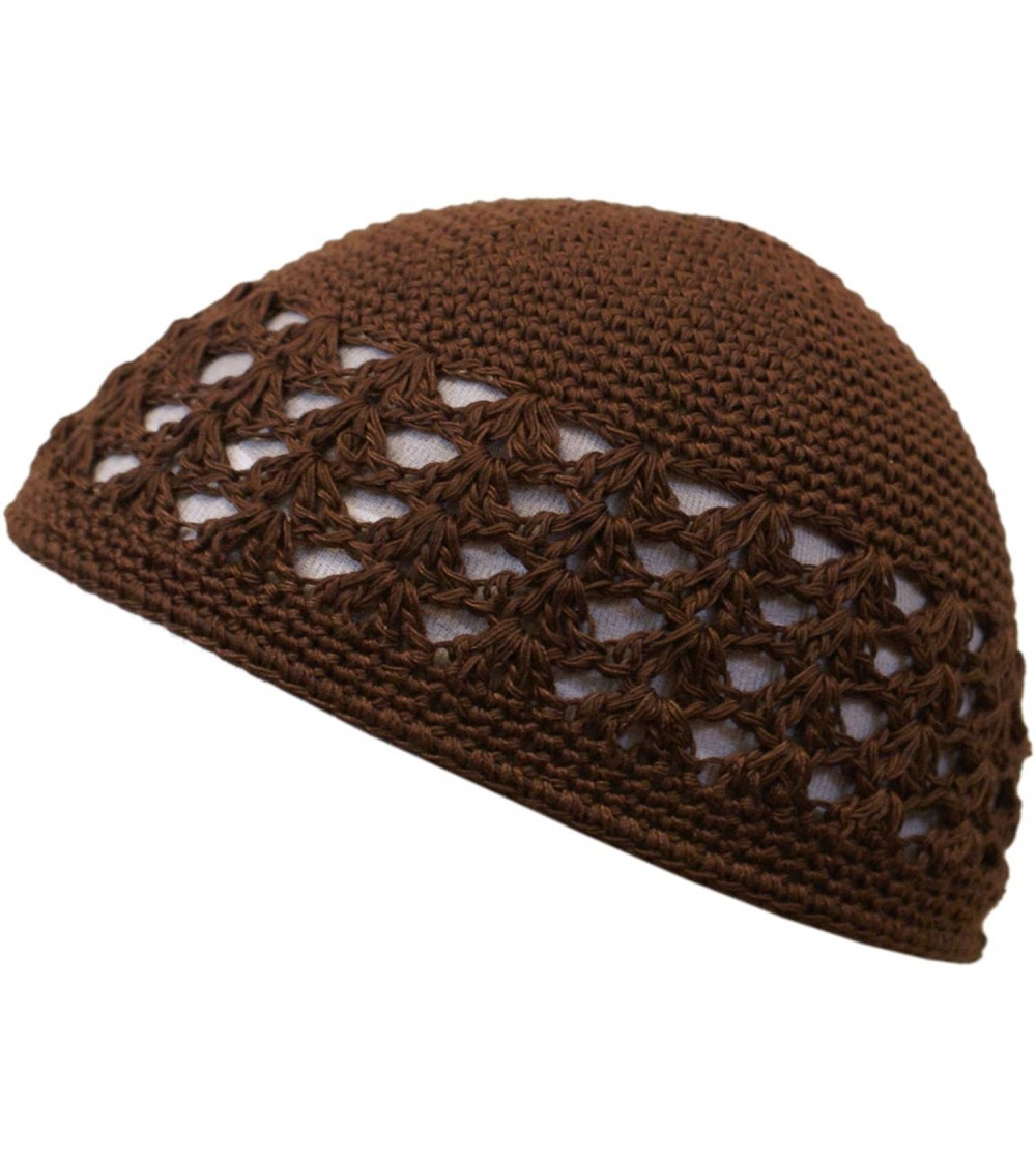 Skullies & Beanies Knit Kufi Hat - Koopy Cap - Crochet Beanie - Brown - CF12COR36YZ
