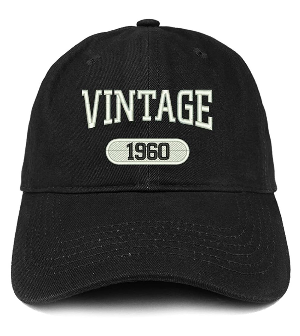 Baseball Caps Vintage 1960 Embroidered 60th Birthday Relaxed Fitting Cotton Cap - Black - CJ180ZKCQ9D