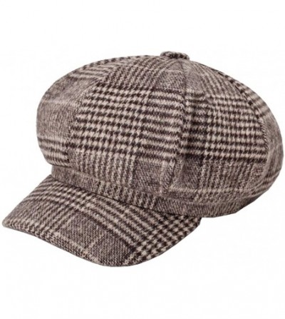 Newsboy Caps Womens Plaid Visor Beret Newsboy Hat Ivy Cabbie Cap - Coffee - C118LWUEC0S