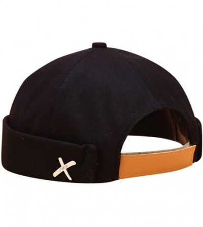 Baseball Caps Fashion Docker Leon Harbour Mechanic Hat Watch Cap Breathable Retro Brimless Beanie Hat Unisex - Black - CU18U9...