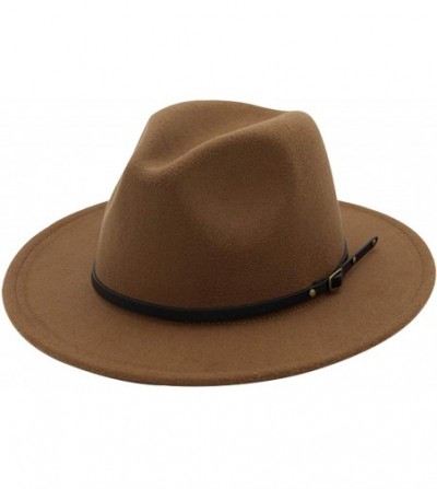 Sun Hats Women Straw Felt Panama Hat Fedora Beach Sun Hat Wide Brim Straw Roll up Hat UPF 30+ - Felt Fedora Camel a - CD19457...