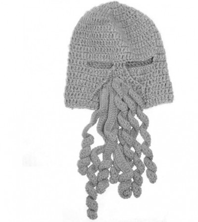 Skullies & Beanies Crochet Octopus Tentacle Beanie Hat Squid Cover Cap Knitted Beard Caps - Grey 5pcs - CD12GALZ17P