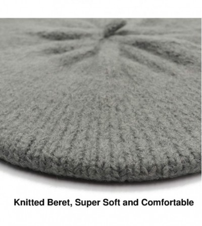 Berets Women Soft Knitted French Beret Hat - Heather Grey - CT18AIDKCI4