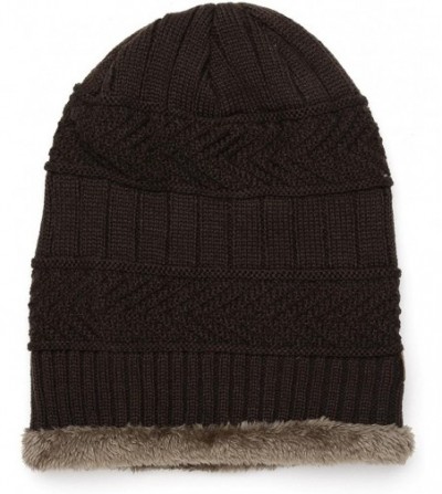 Skullies & Beanies Winter Beanie Hat Warm Knit Hat Thick Fleece Lined Winter Hat for Men Women Knit Skull Cap - Coffee - CJ18...