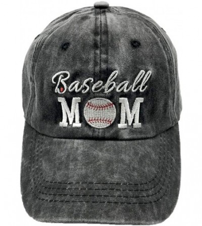 Baseball Caps Baseball Mom Ponytail Hat Embroidered Washed Cotton Denim Cap for Women - CI195ZXXM5N