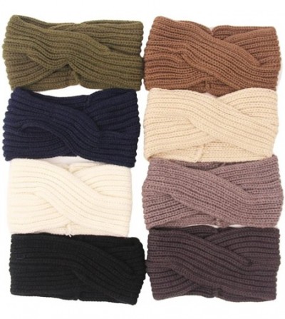 Cold Weather Headbands Women Winter Twisted Crochet Headband Knitted Headwrap Headwear Ear Warmer Head Warmer - Khaki - CW12N...