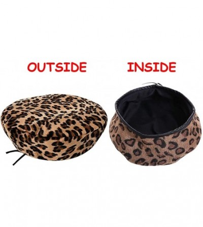 Berets Women French Style Vintage Leopard Print Wool Soft Winter Warm Beret Beanie Hat - Brown - CR18MD89L6Z