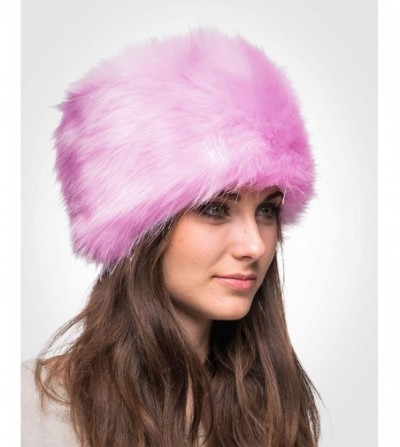 Bomber Hats Russian Faux Fur Hat for Women - Like Real Fur - Comfy Cossack Style - Pink Rabbit - CS18IZW53C7