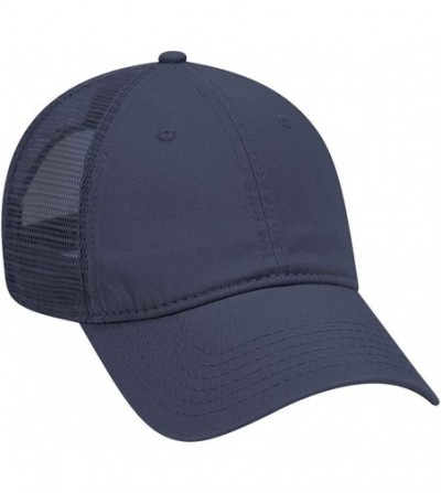 Baseball Caps Garment Washed Cotton Twill 6 Panel Low Profile Mesh Back Trucker Hat - Navy - C3180D4TGXQ
