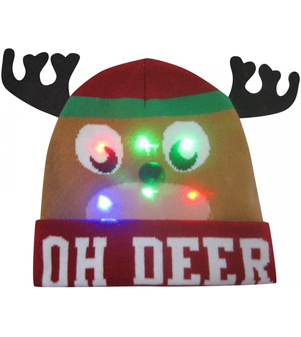 Skullies & Beanies LED Light-up Christmas Hat 6 Colorful Lights Beanie Cap Knitted Ugly Sweater Xmas Party - E - C318ZMR89LN
