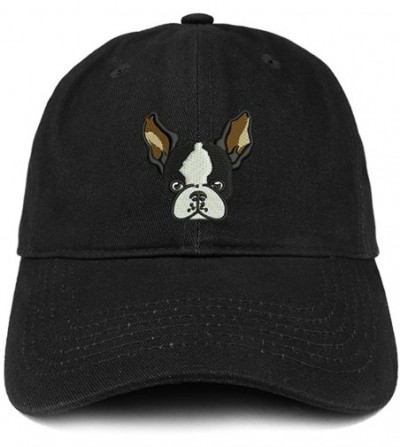 Baseball Caps Boston Terrier Embroidered Brushed Cotton Dad Hat Ball Cap - Black - C1180D07T8S