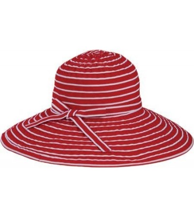 Sun Hats Ribbon Braid Hat Large Brim Stripe - Red /White - C6118HQKGLT