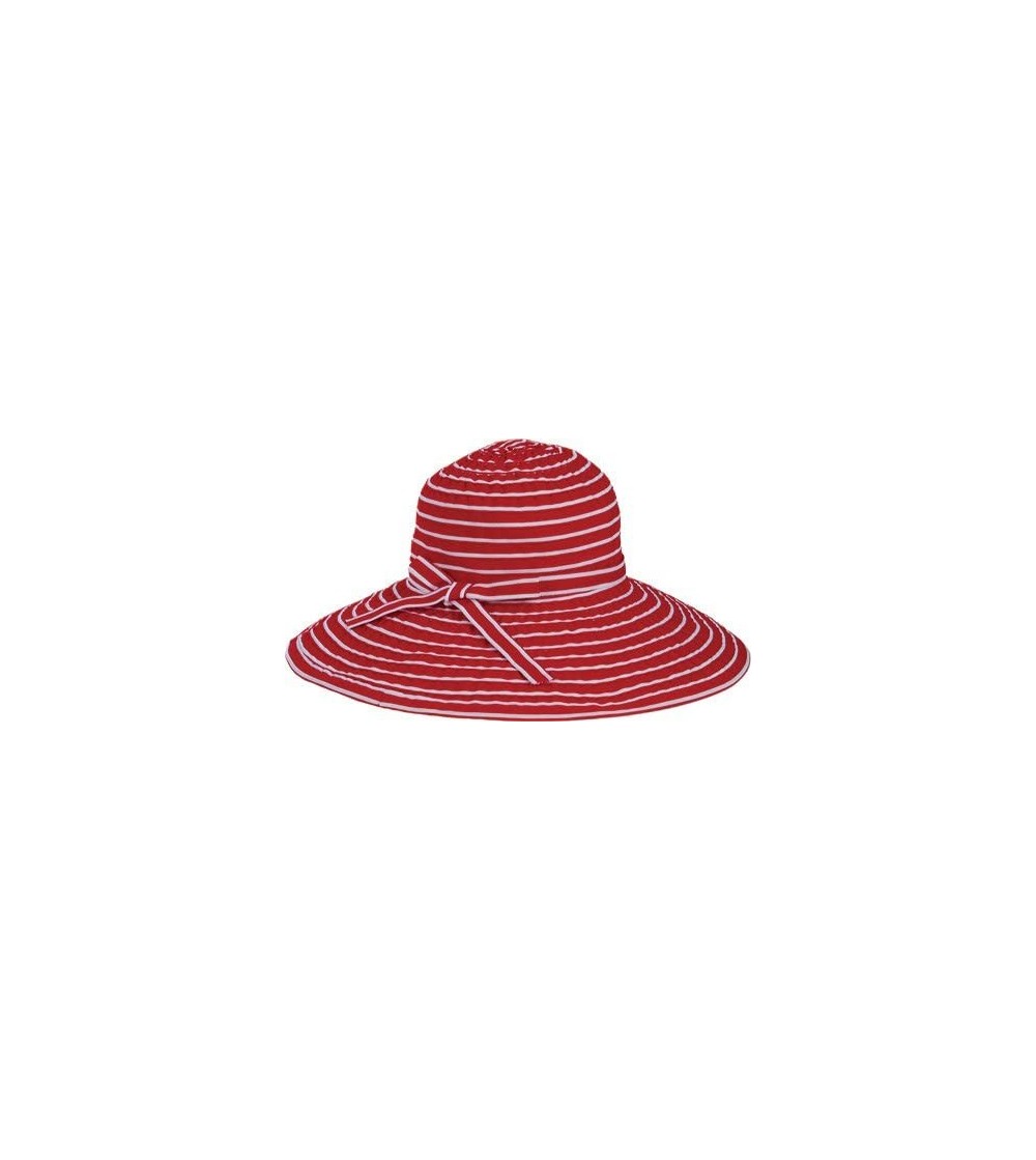 Sun Hats Ribbon Braid Hat Large Brim Stripe - Red /White - C6118HQKGLT