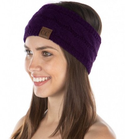 Cold Weather Headbands Exclusives Womens Head Wrap Lined Headband Stretch Knit Ear Warmer - Purple - C818Y7ITEL9
