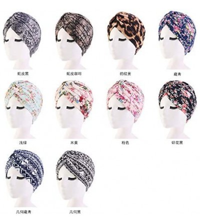 Skullies & Beanies Women's Cotton Turban Head Wrap Cancer Chemo Beanies Cap Headwear Cap Bonnet Hair Loss Hat - Navy Flower -...