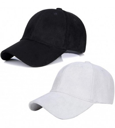 Baseball Caps Hats 2 Pack Men Women Matching Hat Baseball Cap Faux Suede Multicolor - Black and White - CW18O4YQ6ZD