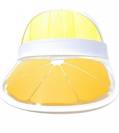 Visors Fun Retro Tennis Colored Vinyl Sun Visor- Set of 1 Plastic Color Visor- Perfect Neon Visor Beach Hat - Lemon - CJ18UWC...