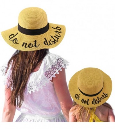 Sun Hats Womens Mommy and Me Girls Sayings Summer Beach Pool Floppy Dress Sun Hat - Natural (Do Not Disturb) - CW18ELKHWRO