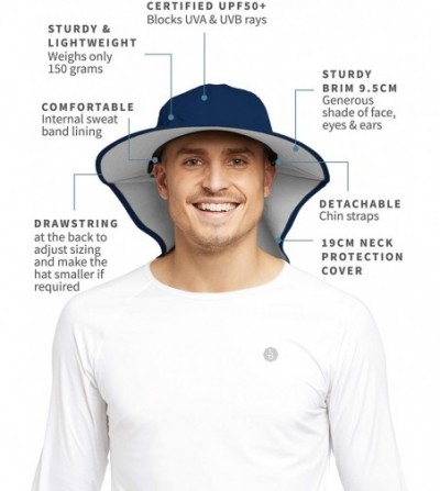 Sun Hats UPF 50+ Protective Outback Sun Hat - Universal Fit - Navy / Light Grey - CC18E9RUR44
