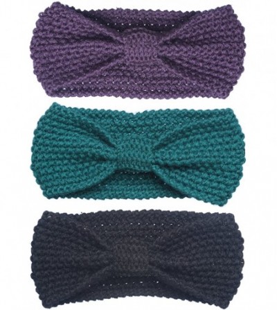 Cold Weather Headbands 3 Pack Womens Winter Knit Headband & Hairband Ear Warmer & Beanies - Blue-violet-black - CU18579IALU