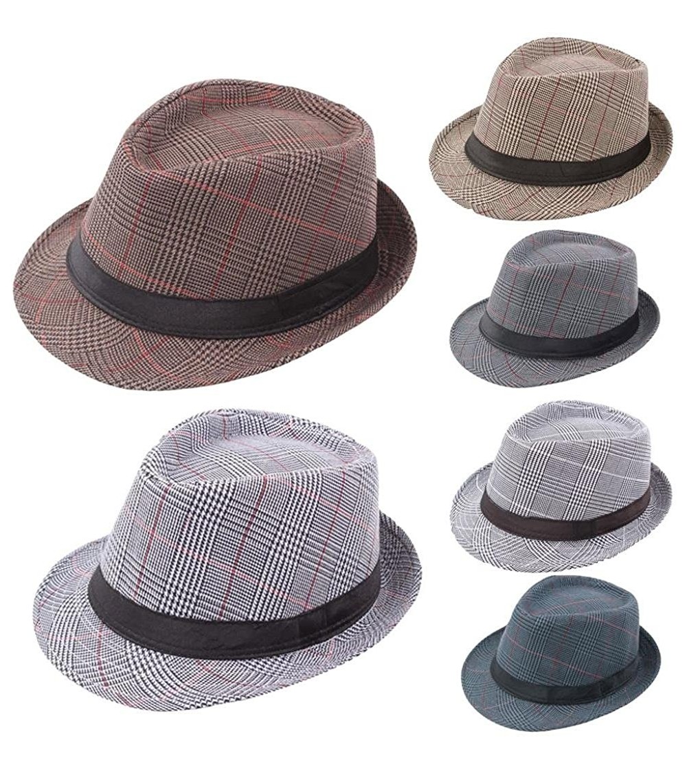 Fedoras Fedora Hats for Men-Fashion Sunhat Packable Summer Panama Beach Hat British Style Hats Men Women - Gray - CS18DUEGO07