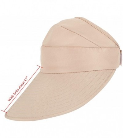 Sun Hats Sun Visor Hats for Women Wide Brim Sun Hat UV Protection Caps Floppy Beach Packable Visor - Navy Blue and Khaki - C0...