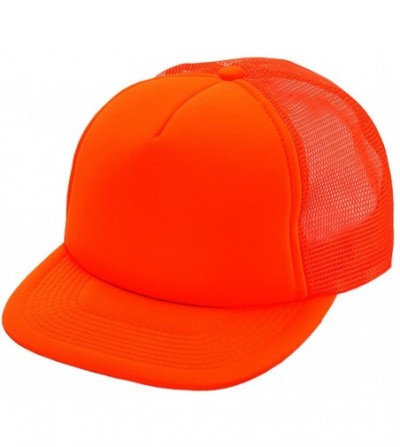 Baseball Caps Blank Mesh Adjustable Snapback Cotton 6-Panel Trucker Hat Cap - Neon Orange - CY124HN0AJH