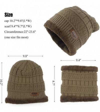 Skullies & Beanies Thick Warm Winter Beanie Hat Soft Stretch Slouchy Skully Knit Cap for Women - C-khaki-hat & Scarf - CK18HK...