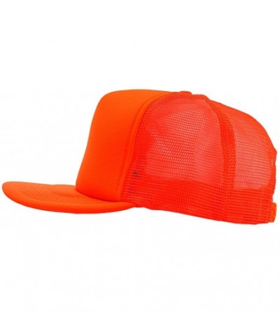Baseball Caps Blank Mesh Adjustable Snapback Cotton 6-Panel Trucker Hat Cap - Neon Orange - CY124HN0AJH