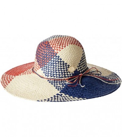 Sun Hats Women's Americana Wide Brim Paper Straw Hat - Multi Blue/Red - CF11DX6OEIT