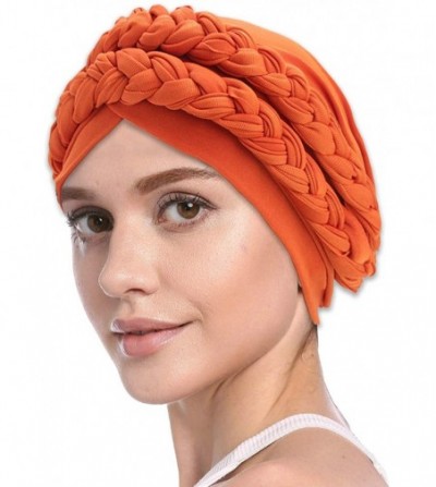 Skullies & Beanies Soft Cotton Head Scarf-Sleeping Cap Headwear Head Wrap for Women - Orange - CH18T9GU8Q9