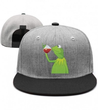 Baseball Caps Kermit The Frog"Sipping Tea" Adjustable Red Strapback Cap - Afunny-green-frog-sipping-tea-22 - CS18ICSLYZ4