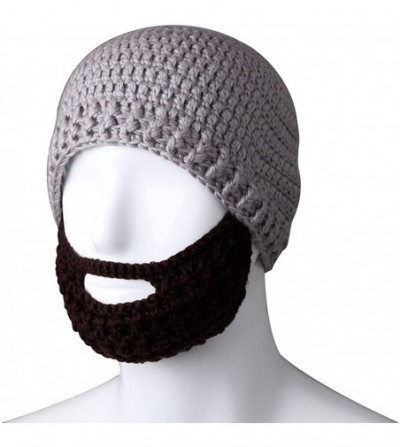Skullies & Beanies Unisex Knit Stubble Beard Beanie - Grey&coffee - CV11OX65IEH