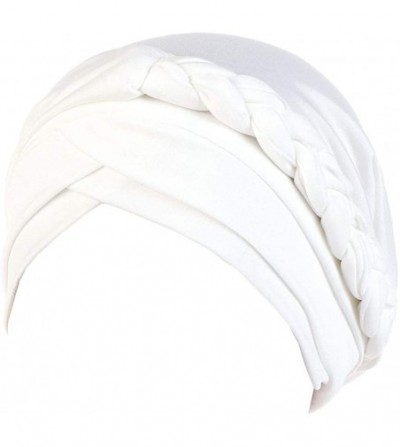 Skullies & Beanies Chemo Cancer Head Hat Cap Ethnic Bohemia Pre-Tied Twisted Braid Hair Cover Wrap Turban Headwear - A White ...
