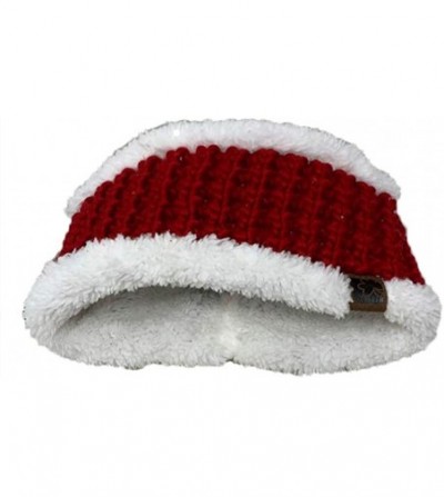 Skullies & Beanies Winter Beanie Headwrap Hat Cap Fashion Stretch Knit Fuzzy Polar Fleece Lined Ear Warmer Headband - Red - C...