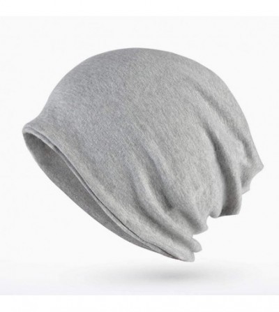 Skullies & Beanies Women Cotton Beanie Lace Soft Sleep Cap Slouchy Chemo Hats - Black and Grey - CO196D6R8Q0
