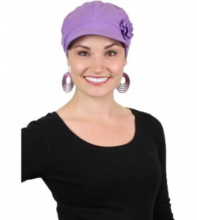 Newsboy Caps Newsboy Cap Summer Hats for Women Cotton Cancer Headwear Chemo Hair Loss Head Coverings Brighton - Purple - CT18...