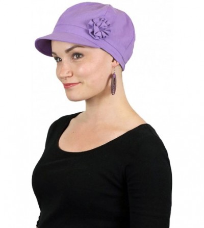 Newsboy Caps Newsboy Cap Summer Hats for Women Cotton Cancer Headwear Chemo Hair Loss Head Coverings Brighton - Purple - CT18...