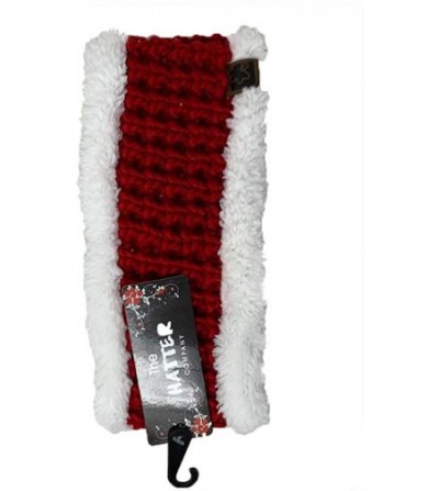 Skullies & Beanies Winter Beanie Headwrap Hat Cap Fashion Stretch Knit Fuzzy Polar Fleece Lined Ear Warmer Headband - Red - C...