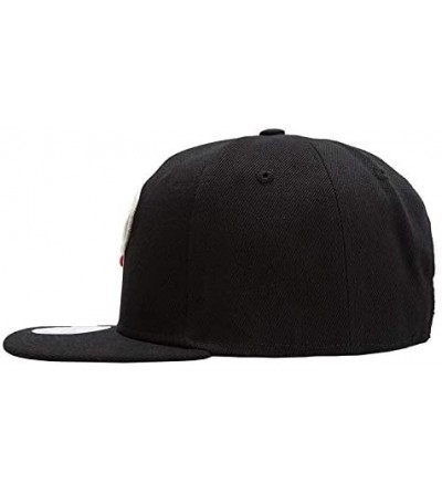 Baseball Caps Skull Skeleton Baseball Cap- Men Solid Flat Bill Adjustable Snapback Hats Unisex - Black White - CU183NRWW8R