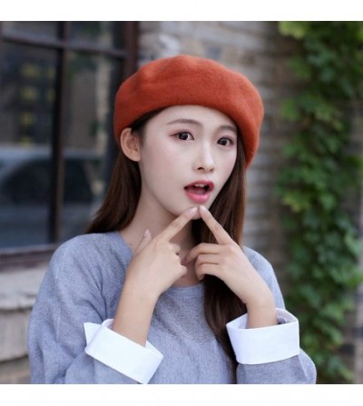 Berets Classic French Artist Beret for Women Wool Beret Hat Solid Color - Caramel Colour - CF18KNOM4UL