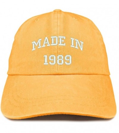 Baseball Caps Made in 1989 Text Embroidered 31st Birthday Washed Cap - Mango - CH18C7IGM7T