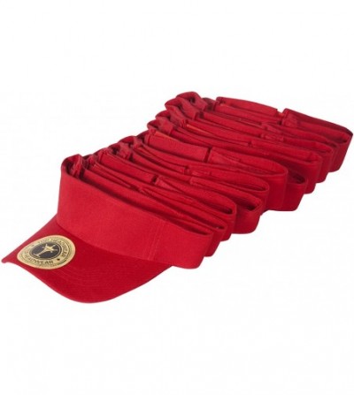 Sun Hats 12 Pack Youth Size Sun Visor - Red - CJ1820KXSSD