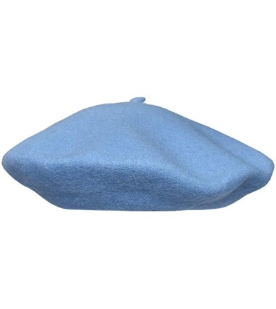 Berets Women's Wool Solid Color Classic French Beret Beanie Hat - Sky Blue - C212LCNAHQB