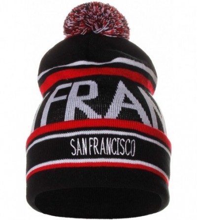Skullies & Beanies Unisex USA Cities Fashion Large Letters Pom Pom Knit Hat Beanie - San Francisco Black Red - CV12N45AWOU