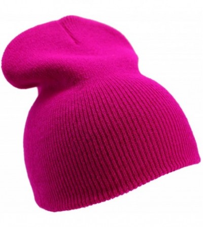 Skullies & Beanies Solid Color Short Winter Beanie Hat Knit Cap 12 Pack - Hot Pink - CF18H6NHRWW