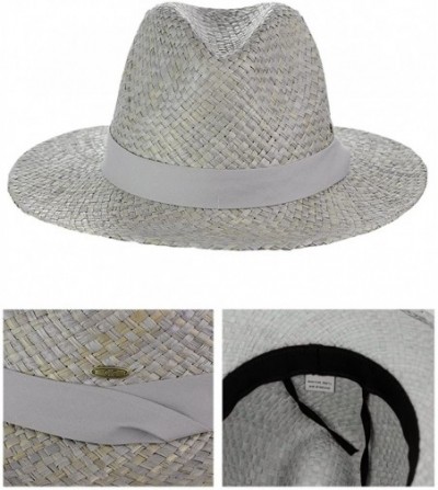Sun Hats Women's Raffia Straw Weaved Panama Sun Hat with Ribbon Trim - Gray - CL17Y9AS4EM