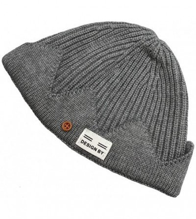 Skullies & Beanies Mens Knit Hats Winter Daily Beanie Plain Cuff Rollup Street Style Fisherman Cap Soft Warm Ski Hat Unisex -...