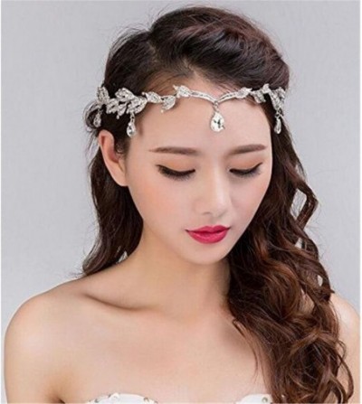 Headbands Elegant Rhinestone Leaf Wedding Headpiece Headband Bridal Tiara Crown(B630) - rose golden - C1183GQQREC